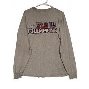 Reebok Super Bowl XLII Champions Long Sleeve Graphic T-Shirt Mens Medium Gray